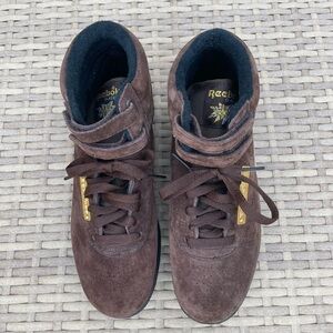 Reebok Brown Suede High-Top Sneakers with Velcro Strap